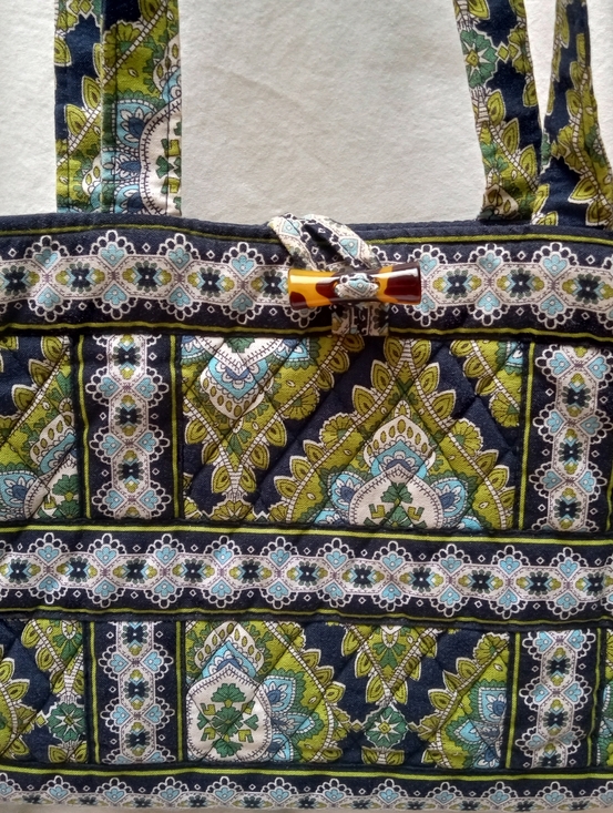 Vera Bradley Handbags - Vera Bradley Retired Cambridge Quilted Floral Pattern Tote Bag in Navy and Green
